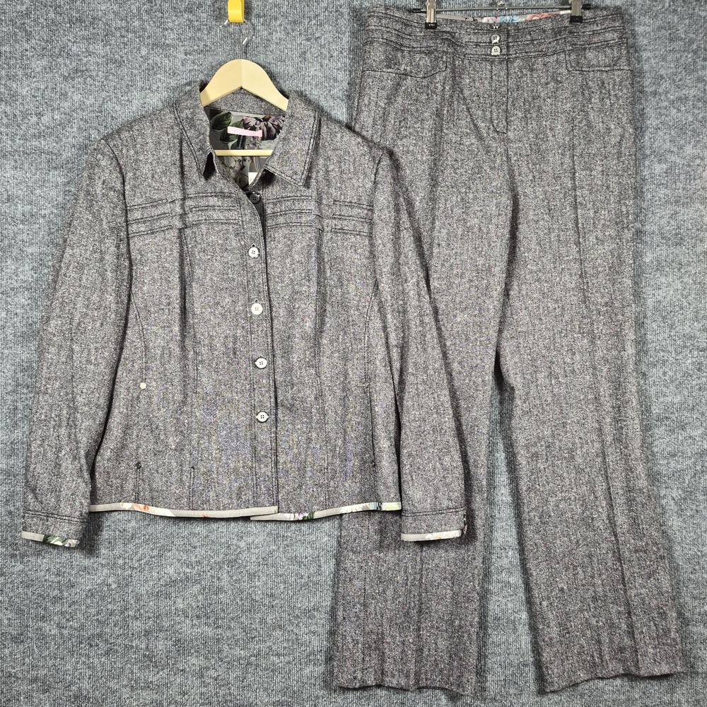 Basler‎ Wool Blend Gray Pantsuit Set Blazer 46/16 Pants 44/14 NWT $1079
